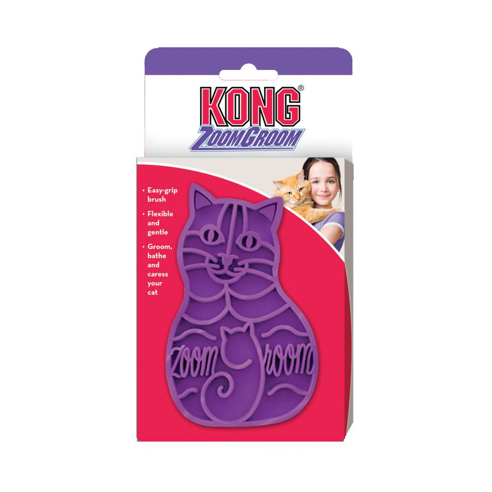 ZoomGroom Rubber Cat Brush Purple