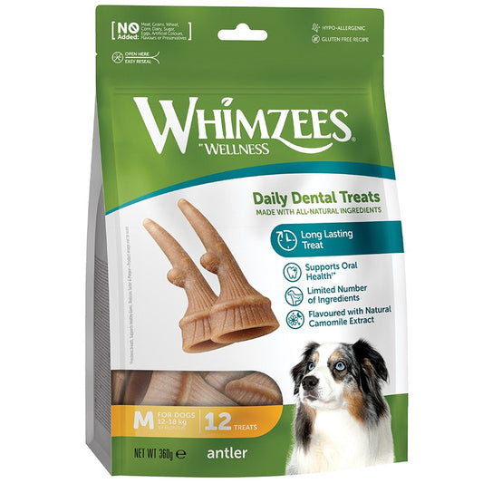 Whimzees Antler Medium 12 Pack (Pack of 6)