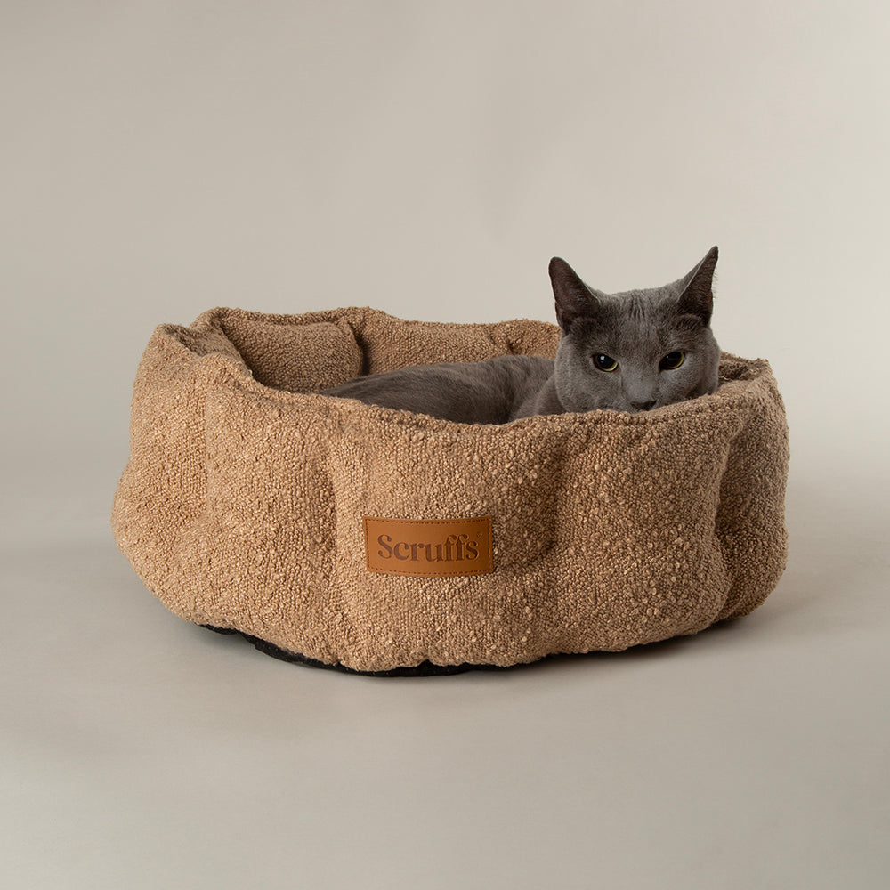 Scruffs Boucle Cat Bed 45cm - Desert Brown
