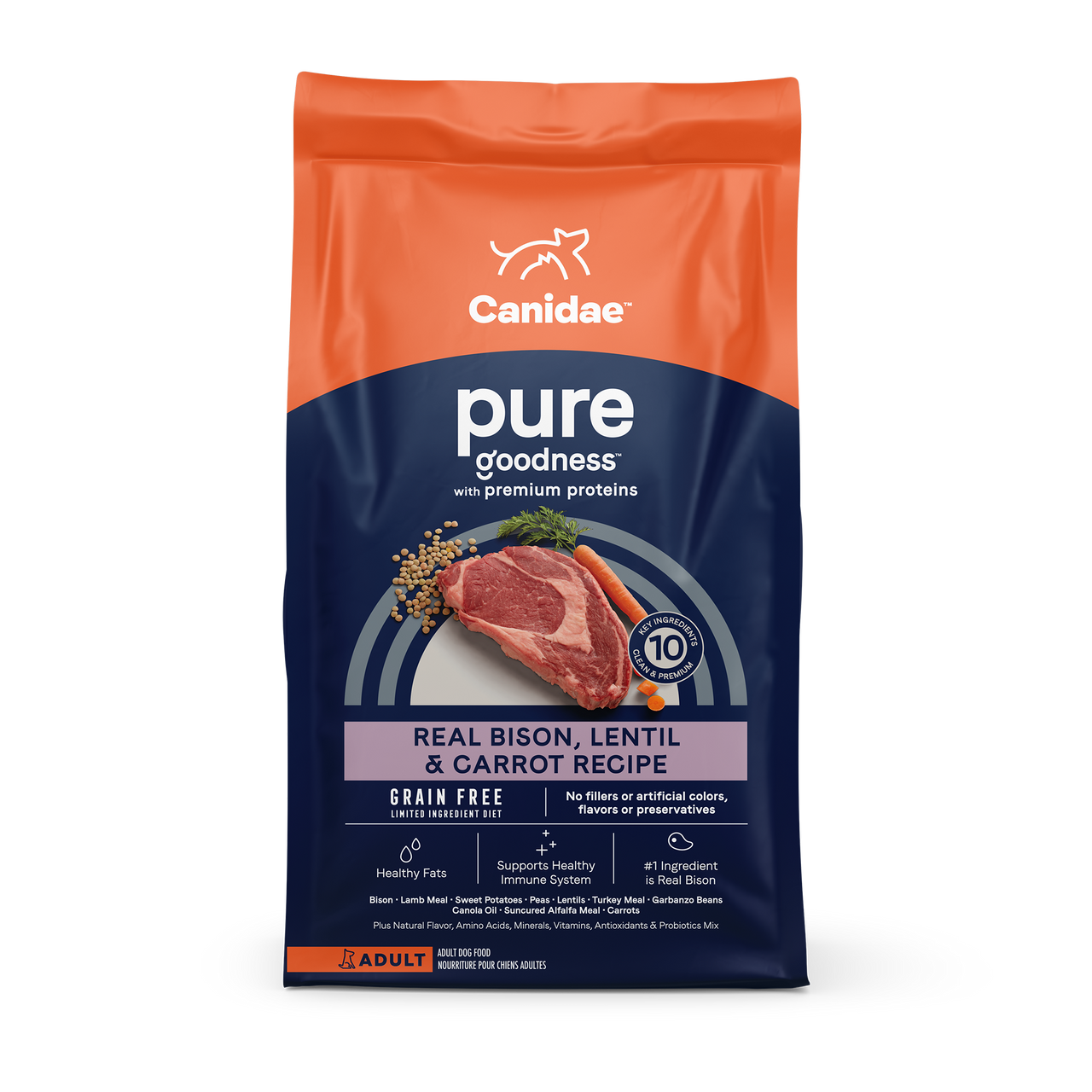 Canidae PURE Grain Free Bison, Lentil and Carrot Recipe Dry Dog Food