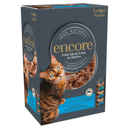 Encore Adult Wet Cat Food in Pouches - Fish Selection in Broth