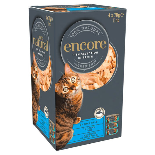 Encore Adult Wet Cat Food in Tins - Fish Selection in Broth