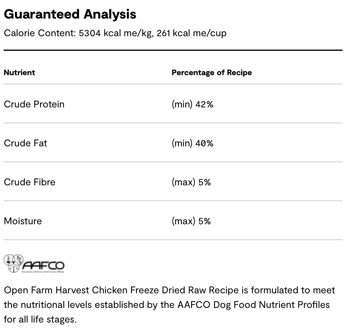 Open Farm Freeze Dried Raw Harvest Chicken Morsels For Dogs
