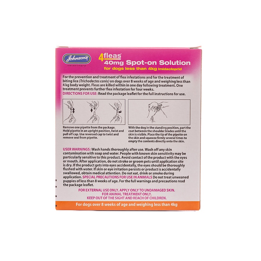 Johnsons Veterinary 4fleas Spot-on Puppy 2 Vial Pack - Pack of 6