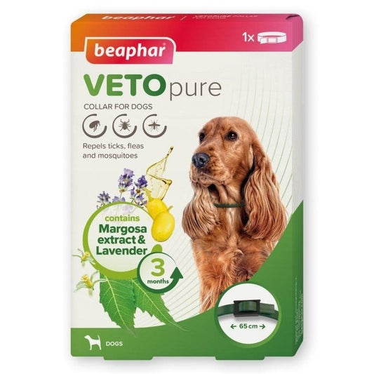 Beaphar VETOpure Plant-Based Protection Flea Collar for Dogs 65cm - Pack of 6